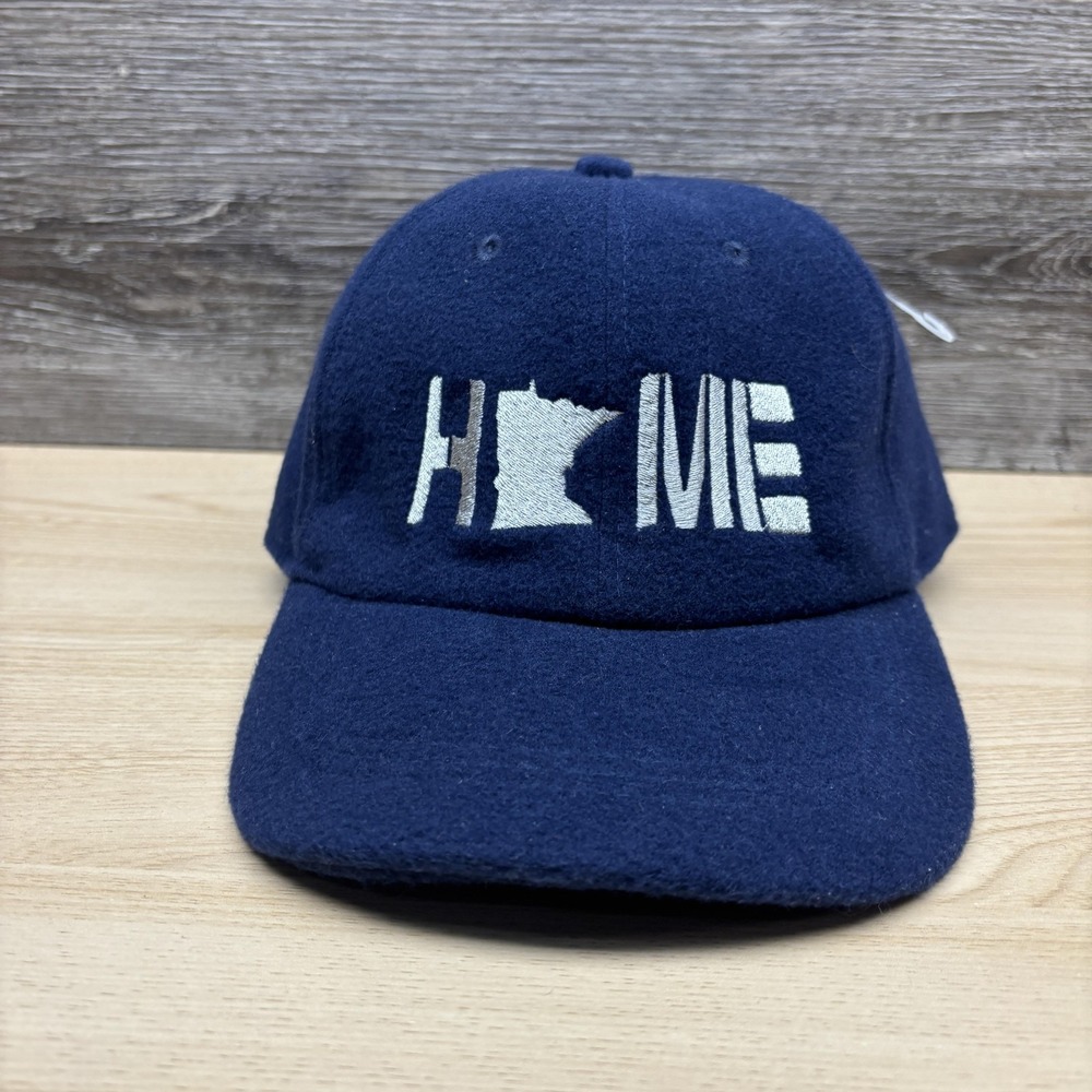 Minnesota Home Hat Cap Strap Back Navy Fleece Embroidered State Graphic NWT